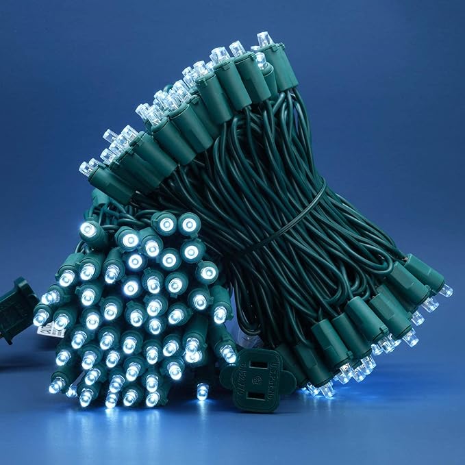 200 Count Cool White Wide Angle LED Christmas Lights, 66 ft Green Wire UL Certified Commercial Grade 5mm Holiday String Light Set (Cool White)-CasaMuseHome