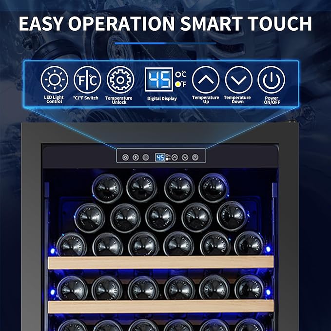 200 Bottle Upgrade Wine Cooler Refrigerator - 24 Inch Large Capacity Wine Fridge Built-In Freestanding, with Quiet Compressor, Professional Temperature Control & Wine Cellar - Black-CasaMuseHome