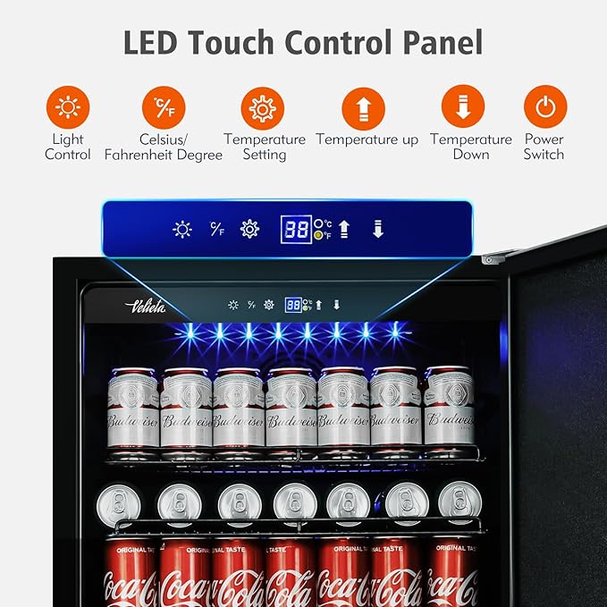 24 Inch Outdoor Beverage Refrigerator Cooler,Stainless Steel Wide Refrigerator for 210 Cans,Fit Perfectly for 24" Space Built-in Counter or Freestanding with powerful and quiet cooling system-CasaMuseHome