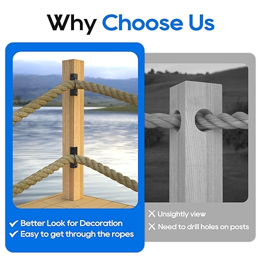4Pack 2inch Rope Support Holder for Corner Post Drop Ring Brackets Stainless Steel Decorative for Hemp Rope Fencing Stair Deck Railing Ceiling Hook-CasaMuseHome