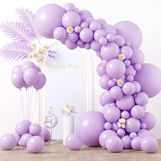 130pcs Pastel Purple Balloons Different Sizes 18" 12" 10" 5" Light Purple Latex Balloon Garland Arch Kit for Birthday Baby Shower Graduation Wedding Gender Reveal Party Decorations-CasaMuseHome