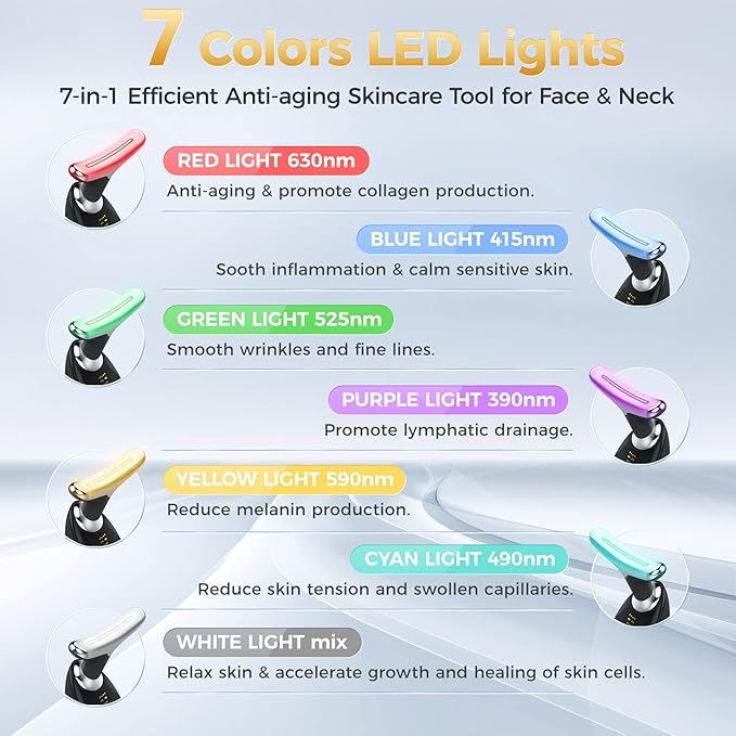 7-in-1 Deplux Face Neck Massager for Skin Care at Home, Facial Massager Glossy Black-CasaMuseHome