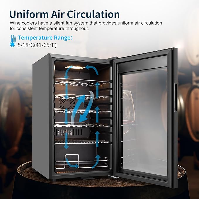 24 Bottles Wine Cooler Refrigerator, Small Wine Fridge Mini Wine Fridge Countertop with Glass Door Wine Cellars for Red Wine, Champagne, Dry White Wine, Sparkling Wines-CasaMuseHome