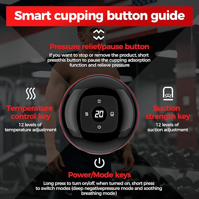 5-in-1 Smart Cupping Therapy Set, 12-Level Temperature & Suction Control, Massage Cupping Kit for Targeted Pain Relief, Neck/Shoulder/Back Muscle Soreness & Blood Circulation Improvement-CasaMuseHome