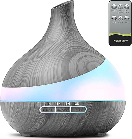500ML Essential Oil Diffuser: Aroma Diffuser with Remote Control for Hotel Spa Yoga Room - Humidifiers for Bedroom with 14 Colors LED Night Light for Kids/Women Home Relaxation-CasaMuseHome