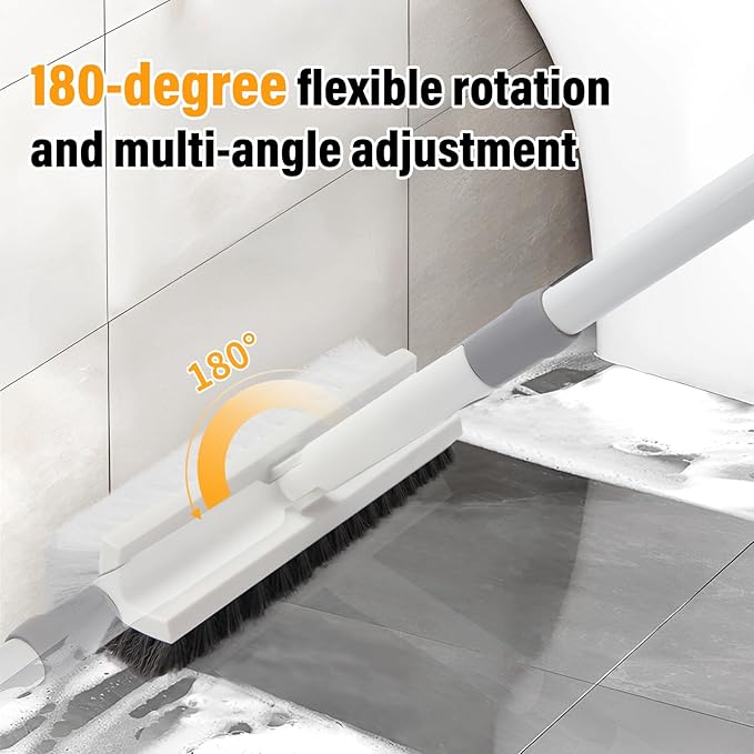 Scrub Brush Floor Brush with Long Handle,Double-Sided V-Shaped Scrub Brush，Shower Floor Scrubber for Cleaning, Tile Scrub Brush with Stiff Bristles, 52'-CasaMuseHome