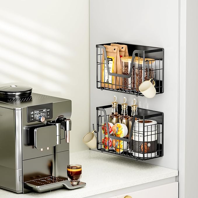 2 Set Magnetic Shelf for Fridge, Potato & Onion Storage Bins, Magnetic Fruit Basket for Refrigerator Pantry Kitchen Counter Laundry, Magnetic Fridge Organizer Spice Snacks Magnet Fridge Shelf-CasaMuseHome