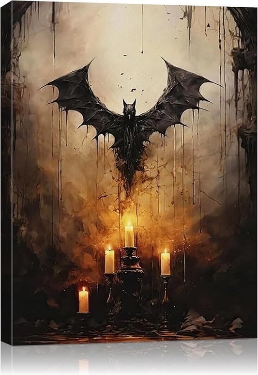 AbcCustomize Halloween Canvas Wall Art - Vintage Moody Bat Poster, Gothic Dark Academia Wall Decor, Spooky Halloween Decor for Farmhouse & Cottage, Fall Decorations Indoor for Living Room & Bedroom-CasaMuseHome