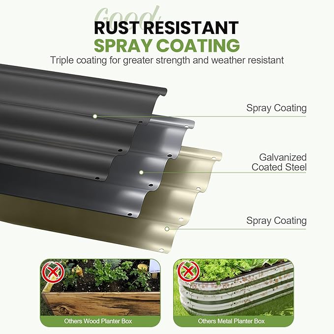 5-in-1 Adjustable Raised Garden Bed Kit | Galvanized Planter Boxes for Vegetables, Flowers | 12" Tall, Multiple Sizes (8x3x1ft, 9x2x1ft, 10x1x1ft, 6x5x1ft, 7x4x1ft) | Outdoor Metal Raised Bed, Grey-CasaMuseHome