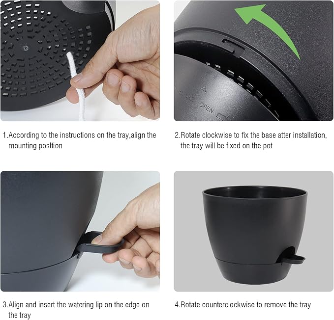 8 inch Hanging Planters, 2 Pack Self Watering Hanging Pots with 20oZ Deep Reservoir for Indoor Outdoor Plants Flowers, Black-CasaMuseHome