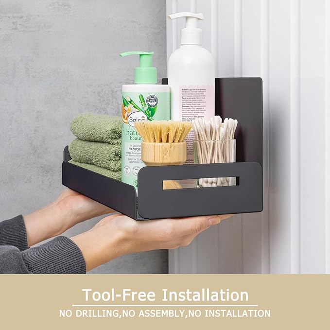 2-Pack Magnetic Spice Rack for Refrigerator and Microwave - Portable 6" Deep Magnetic Shelves for Classroom Kitchen Garage - Strong Magnetic Hold, Metallic Gray, Max 20LB Capacity-CasaMuseHome