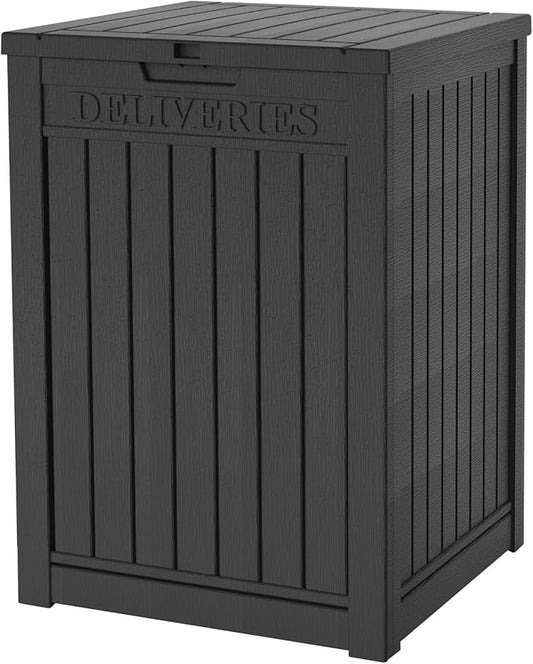 55 Gallon Outdoor Storage Box Waterproof Lockable Resin Deck Box Large, Patio Storage Bin for Pool Accessories Cushion Furniture, Garden Tools, UV-Resistant Outside Delivery Black-CasaMuseHome