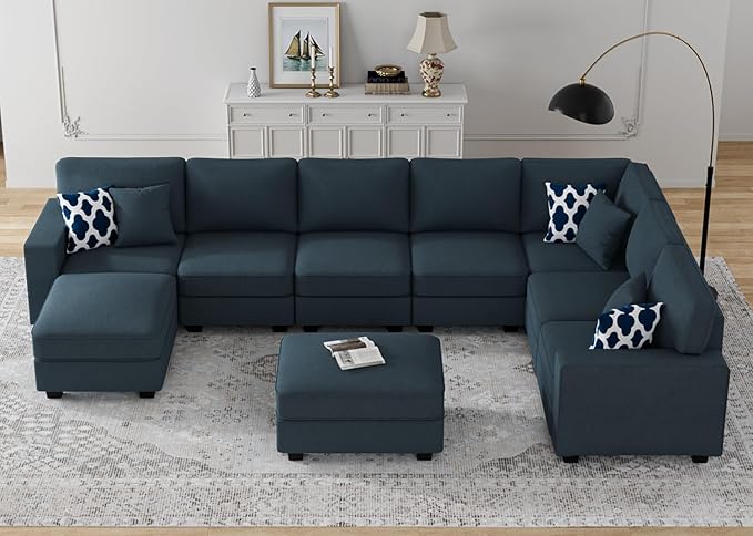 L Lengend Vansen Modular Sectional Sofa U Shaped Couch with Ottoman Modern Reversible Corner Sectional Couch for Living Room (Charcoal, U Shaped Sofa-5)-CasaMuseHome
