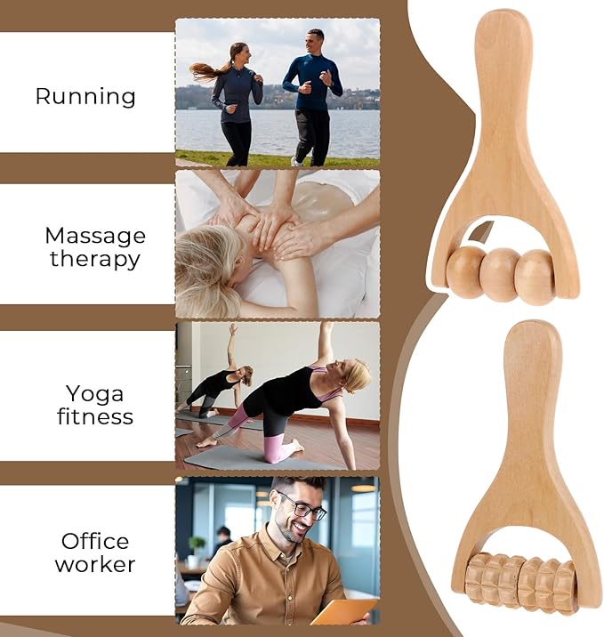 2 Pcs Wooden Massage Roller, Massage Hand Roller Massagers for Neck Muscle Rollers Stick Wooden Massager Tool for Back Rolling Hands Foot The Face Ball Full Body-CasaMuseHome