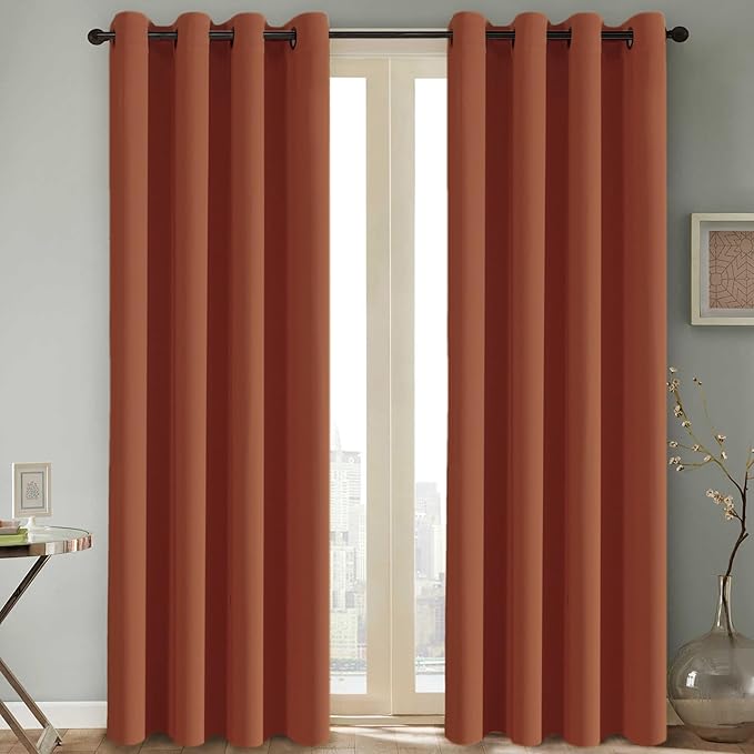 H.VERSAILTEX Thermal Insulated Blackout Window Panels Microfiber Formaldehyde-Free Kids Curtains for Holiday Season Home Decoration,Grommet Top,52 by 96 - Inch - Orange - Set of 2-CasaMuseHome