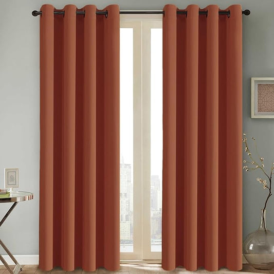 H.VERSAILTEX Thermal Insulated Blackout Window Panels Microfiber Formaldehyde-Free Kids Curtains for Holiday Season Home Decoration,Grommet Top,52 by 96 - Inch - Orange - Set of 2-CasaMuseHome
