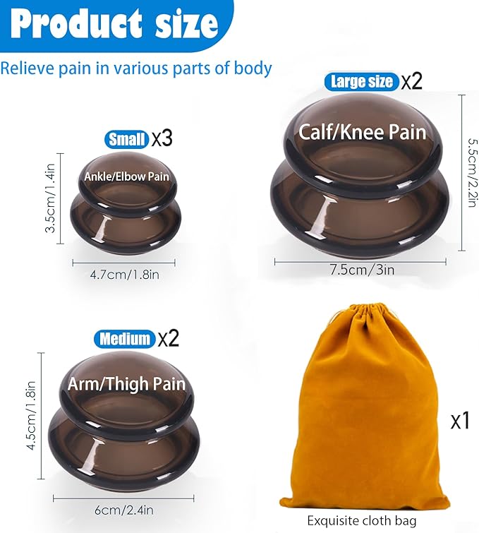 7Pcs Cupping Therapy Set-Professional Silicone Cupping, Suitable for Facial Body Massage/Deep Myofascial Release/Pain Relief/Muscle Relaxation & More (Black,7pcs)-CasaMuseHome