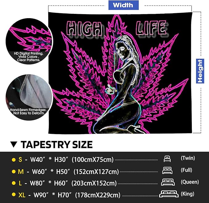 ADDWel Blacklight Tapestry for Bedroom, Tapestry Glow In The Dark, UV Reactive Black Light Posters Wall Hanging for Bedroom Dorm Living Room Backdrop Decor-CasaMuseHome