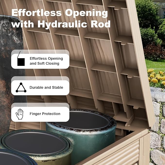 45 Gallon Deck Box Large Outdoor Storage for Patio Furniture,Outdoor Cushions,Garden Tools and Pool Supplies,Waterproof,Resin,Lockable(Grey)-CasaMuseHome