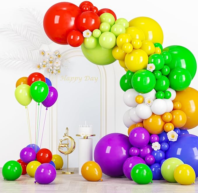 134pcs Rainbow Balloon Arch Kit Different Sizes 18" 12" 10" 5" Assorted Color Latex Balloon Garland Arch Kit for Birthday Baby Shower Graduation Wedding Gender Reveal Party Decorations-CasaMuseHome