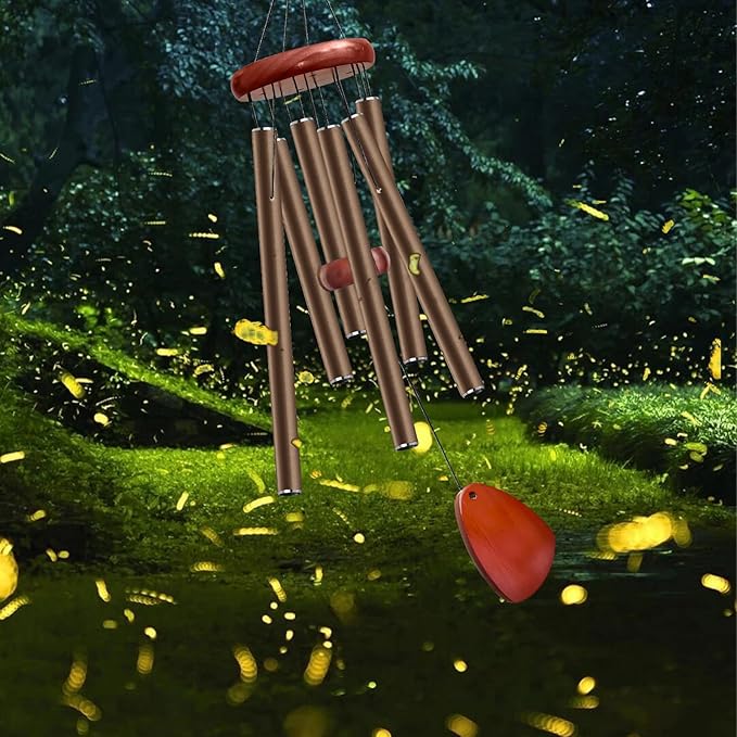 28" Wind Chime for Mothers Day, Decorative Wind Chimes for Outside, Memorial Windchimes Remembrance Gift for Women Mom Grandma, Metal Wind Chimes Outdoor Decor for Garden Patio Zen(Coffee)-CasaMuseHome