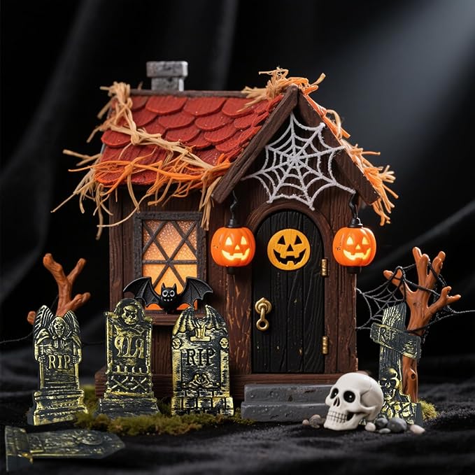 20Pcs Halloween Mini Tombstones Figurines, Plastic Miniature Tombstones Set Mini Gravestones Halloween Decorations for Miniature Graveyard Scene Haunted House DIY Crafts-CasaMuseHome