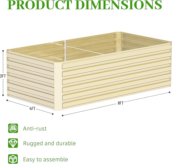 8x4x2 ft Outdoor Raised Garden Bed, Large Metal Planter Raised Beds, Planters for Outdoor Plants for Vegetables, Flowers, Herbs, Fruits, and Succulents.(4 Pcs,Yellow)-CasaMuseHome