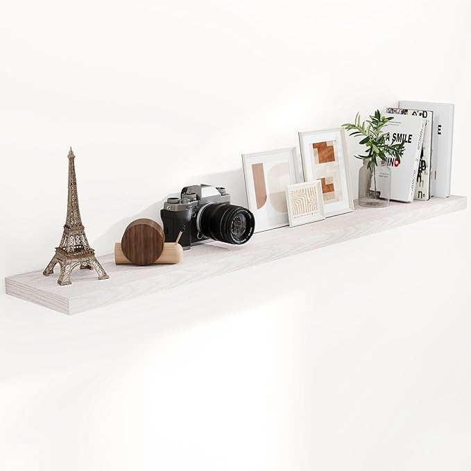 72 Inch Floating Shelves, 72 x 9 Rustic Wooden Fireplace Mantel, 9 Inch Floating Shelf for Wall, Farmhouse Wall Shelves for Home Storage & Display, Brich Color, Set of 1-CasaMuseHome