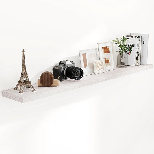 72 Inch Floating Shelves, 72 x 9 Rustic Wooden Fireplace Mantel, 9 Inch Floating Shelf for Wall, Farmhouse Wall Shelves for Home Storage & Display, Brich Color, Set of 1-CasaMuseHome