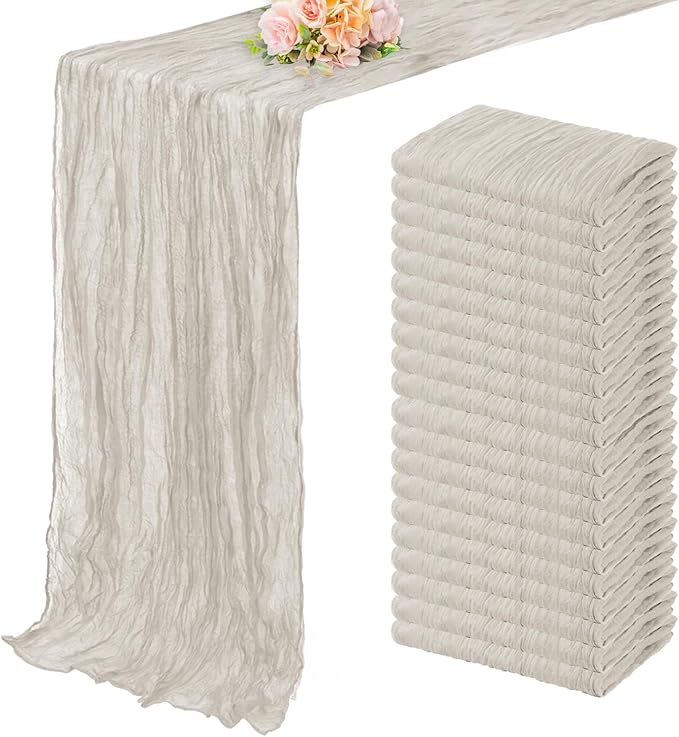 20 Pack Rose Brown Cheesecloth Table Runner 10FT Rustic Gauze Fabric Cheese Cloth Table Runner for Wedding Bridal Baby Shower Table Decor Boho Sheer Birthday Party Table Decorations 20 x 120 Inch Long-CasaMuseHome
