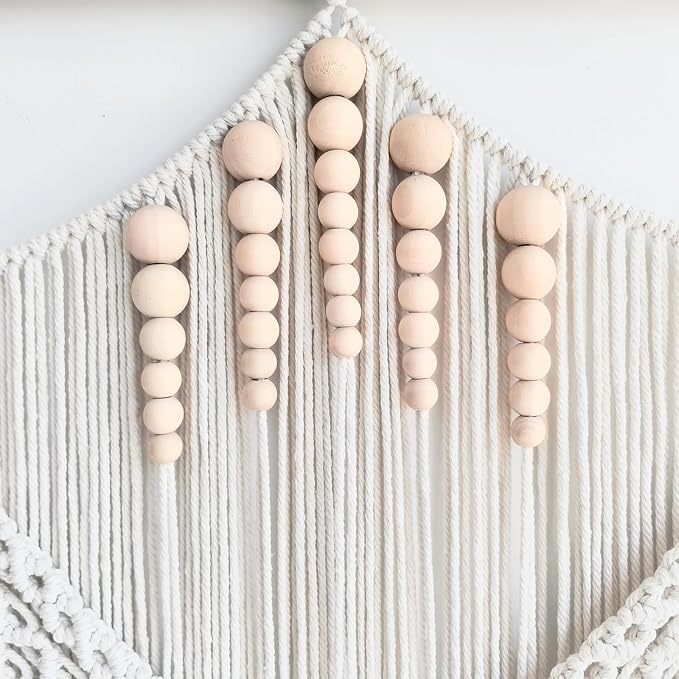 Achart Macrame Wall Hanging Large- Boho Wall Decor- large wall art- Wall Decor Living Room- Macrame Tapestry Boho Decor for Bedroom (Leaf &Wood Bead)-CasaMuseHome