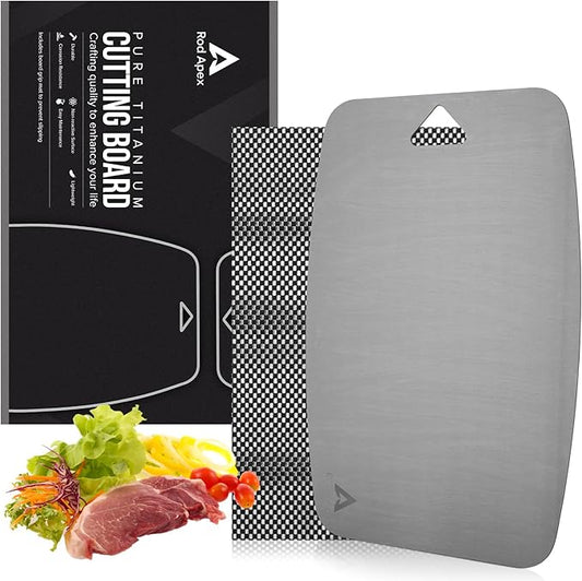 100% Pure Titanium Cutting Board, Non-Toxic Chopping Board For Kitchen, Rubber Mat, Double-Sided Pure Titanium Cutting Board for Kitchen (14"x10").-CasaMuseHome