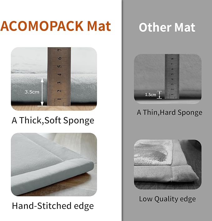 ACOMOPACK Baby Play Mat for Floor,1.3" Thick Memory Foam Area Rug for Living Room,Soft Velvet Crawling with Non-Slip Bottom for Kid,Toddler,79"×118" Tummy Time Nursery Rugs,Yoga（Light Grey）-CasaMuseHome