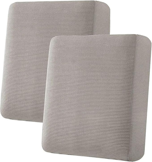 H.VERSAILTEX Super Stretch Individual Seat Cushion Covers Sofa Covers Couch Cushion Covers Slipcover Sets Thick Jacquard Textured Twill Fabric (2 Piece Medium Sofa Cushion Covers, Taupe)-CasaMuseHome