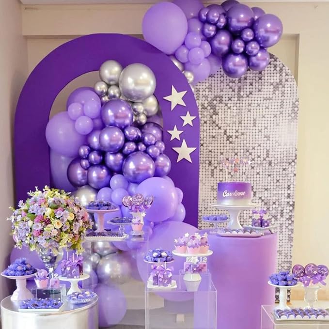 130pcs Purple Balloons Different Sizes 18" 12" 10" 5" Party Latex Balloons for Birthday Baby Shower Halloween Wedding Valentine's Day Party Bachelorette Decorations-CasaMuseHome