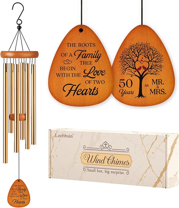 50th Wedding Anniversary Wind Chime, Happy 50th Anniversary Romantic Gifts for Couple, Parents, Wife, Husband, Friends, Golden Anniversarys Keepsake Gifts Ideas-CasaMuseHome