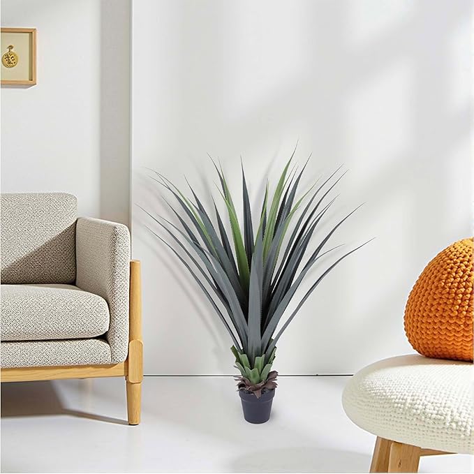 44inch Artificial Agave Plant Potted Plants Fake Agave Plant for Home Office Garden Indoor Outdoor Decoration (2PACK)-CasaMuseHome