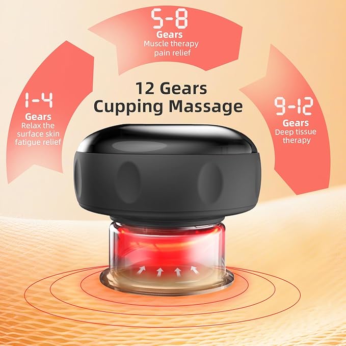 5-in-1 Smart Dynamic Cupping Therapy Set, Smart Cupping Therapy Massager, 12 Levels of Suction Strength and Temperature Control for Targeted Pain Relief, Knots, Aches, Portable Cupping Kit-CasaMuseHome