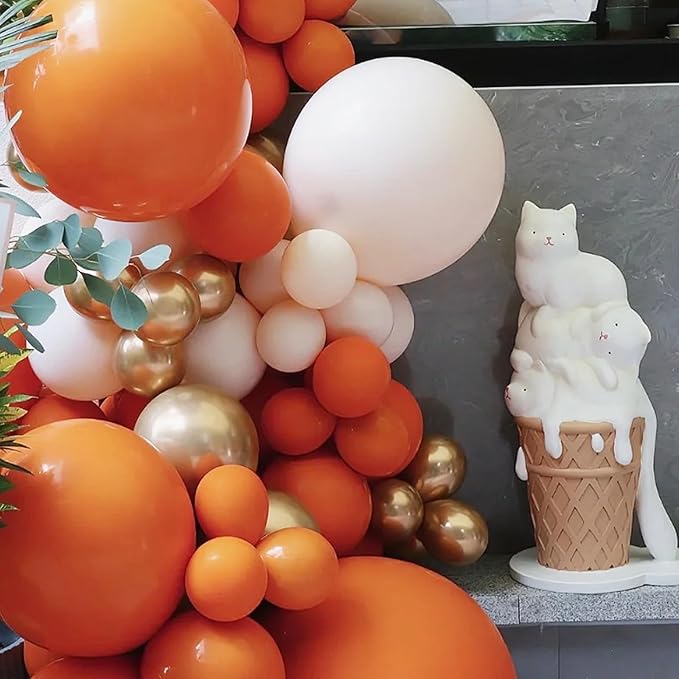 130pcs Burnt Orange Balloons Different Sizes 18" 12" 10" 5" Retro Orange Latex Balloon Garland Arch Kit for Birthday Baby Shower Graduation Wedding Anniversary Party Decorations-CasaMuseHome