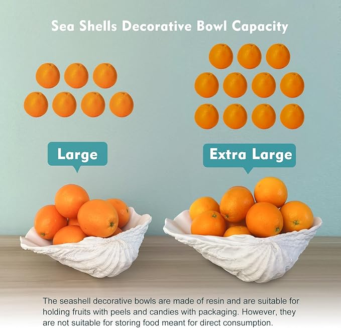 Accessoryway Large White Sea Shells Decorative Bowl Resin Clam Shell Bowl Beach Decorations for Home Coastal Beach Decor Decoration Storage Bowls & Home Office Nautical Themed Party Decor -10.2"-1PC-CasaMuseHome