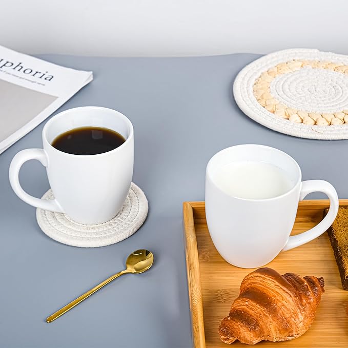 16oz Coffee Mugs Set of 6, Large Ceramic Modern Coffee Mugs With Handle For Tea,Latte,Cappuccino,Cocoa. Dishwasher.Microwave Safe (Matte White)-CasaMuseHome