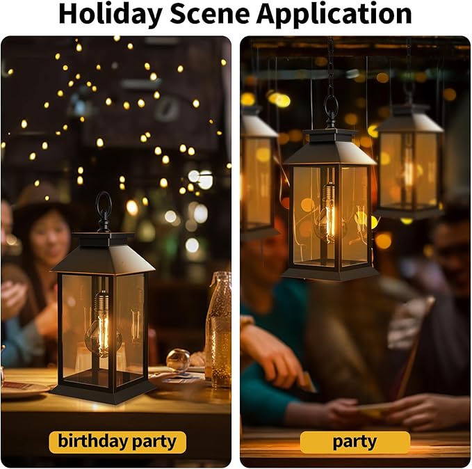 2 Pack Hanging Solar Lanterns Glass Solar Lights Outdoor Waterproof Upgraded Solar and 2 AA Batteries Powered, for Outside Porch, Patio and Indoor Tables, Mantelpiece-CasaMuseHome