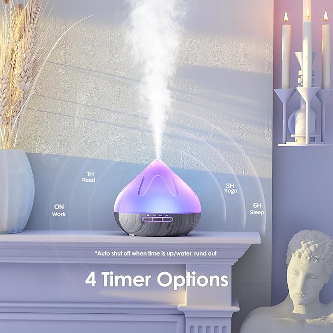 500ML Essential Oil Diffuser: Aroma Diffuser with Remote Control for Hotel Spa Yoga Room Humidifier with 14 Colors LED Night Light for Bedroom Home Relaxation, Black-CasaMuseHome