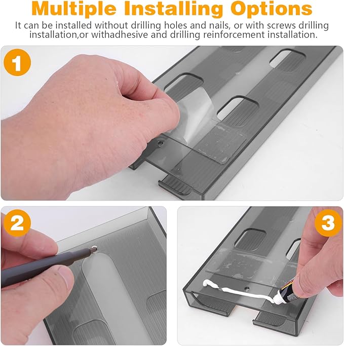 2 Pcs Wine Glass Holder,Stemware Rack Punch-free Hanging Under Cabinet for Bar,Kitchen and Restaurant (Grey)-CasaMuseHome