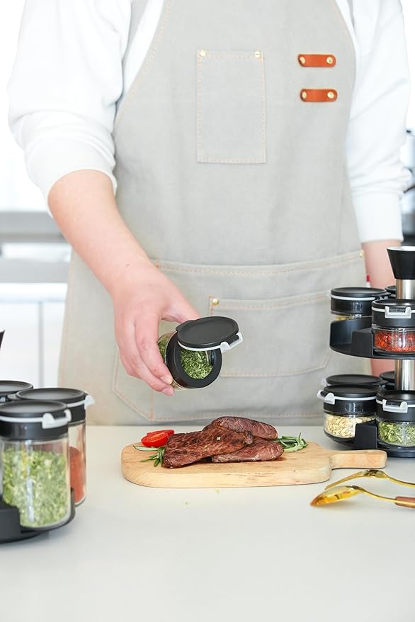 360 rotating 2 tier 12 jars spice rack (12 spice jars) Revolving Seasoning Organizer. Spinning Spice Rack for Counter top and Cabinet-CasaMuseHome