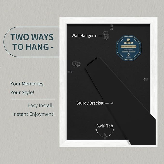 9x12 Frame 3 Pack - White Woodgrain, HD Tempered Glass, 9 x 12 Picture Frame for Photos, Tabletop or Wall Display-CasaMuseHome