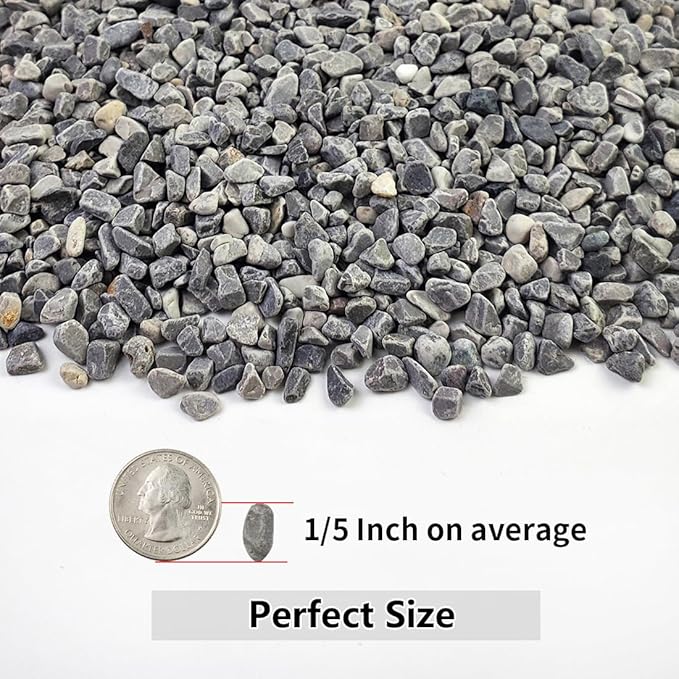 10LB Succulent and Cactus Gravel, 1/5 Inch Natural Decorative Polished Pebbles for Landscaping, Grey River Rocks for Plants, Vases, Aquariums, Terrarium and Outdoor Gardening-CasaMuseHome
