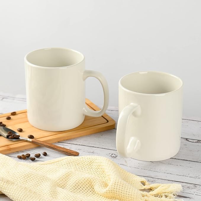 30oz Super Large Ceramic Coffee Mugs Large Handles Set of 2 (Cream)-CasaMuseHome