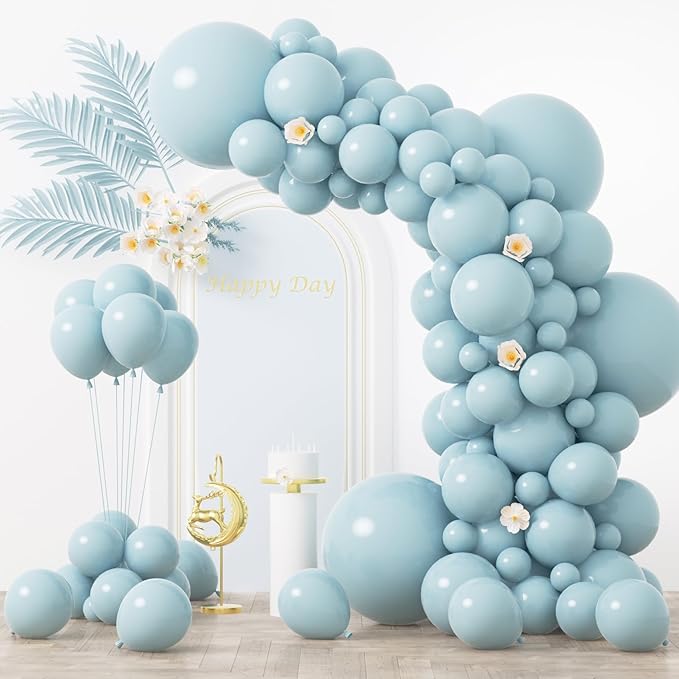 130pcs Pale Aqua Balloons Different Sizes 18" 12" 10" 5" Aqua Blue Latex Balloon Garland Arch Kit for Birthday Baby Shower Graduation Wedding Gender Reveal Anniversary Party Decorations-CasaMuseHome