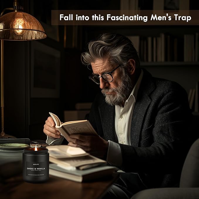 2 Pack Candle | Smoke & Vanilla + Whiskey Tobacco - Candles for Men - Masculine Candle, Soy Candles for Home Scented - Gifts for Men, Home Fragrance Manly Gifts - Each of 7oz-CasaMuseHome